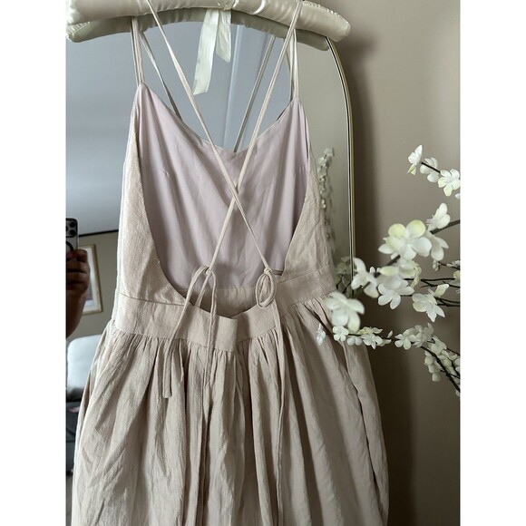 Comense Cotton And Linen Breathable Strap High Waist Dress Vacation Long Maxi M - Picture 3 of 8